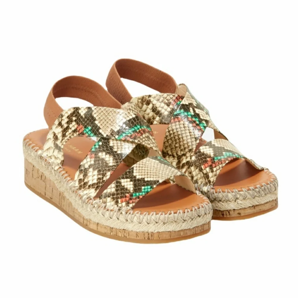 Cole Haan Grand ØS Cloud feel Vero Espadrille Leather Sandal Snake Print 9.5